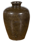 Large Antique Thai Monochrome Glazed Storage Jar with Tapering Lines-1. Asian & Chinese Furniture, Art, Antiques, Vintage Home Décor for sale at FEA Home