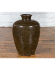 Large Antique Thai Monochrome Glazed Storage Jar with Tapering Lines-13. Asian & Chinese Furniture, Art, Antiques, Vintage Home Décor for sale at FEA Home