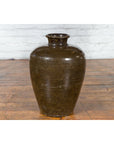 Large Antique Thai Monochrome Glazed Storage Jar with Tapering Lines-14. Asian & Chinese Furniture, Art, Antiques, Vintage Home Décor for sale at FEA Home
