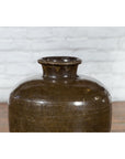 Large Antique Thai Monochrome Glazed Storage Jar with Tapering Lines-15. Asian & Chinese Furniture, Art, Antiques, Vintage Home Décor for sale at FEA Home