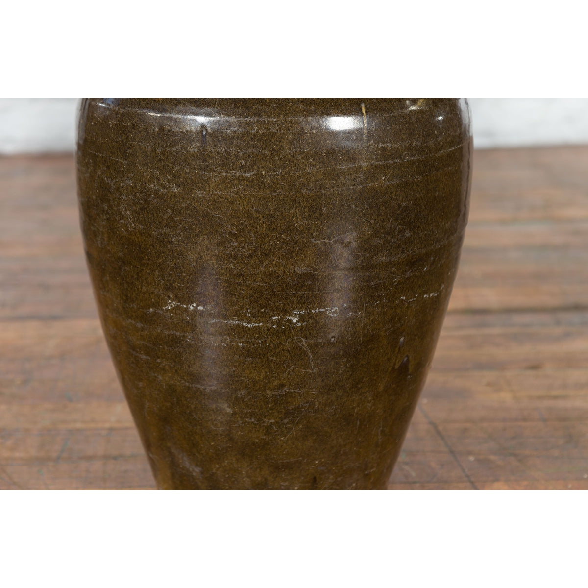 Large Antique Thai Monochrome Glazed Storage Jar with Tapering Lines-16. Asian & Chinese Furniture, Art, Antiques, Vintage Home Décor for sale at FEA Home