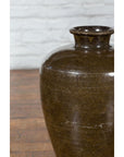 Large Antique Thai Monochrome Glazed Storage Jar with Tapering Lines-18. Asian & Chinese Furniture, Art, Antiques, Vintage Home Décor for sale at FEA Home