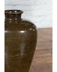 Large Antique Thai Monochrome Glazed Storage Jar with Tapering Lines-19. Asian & Chinese Furniture, Art, Antiques, Vintage Home Décor for sale at FEA Home