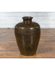 Large Antique Thai Monochrome Glazed Storage Jar with Tapering Lines-2. Asian & Chinese Furniture, Art, Antiques, Vintage Home Décor for sale at FEA Home