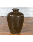 Large Antique Thai Monochrome Glazed Storage Jar with Tapering Lines-20. Asian & Chinese Furniture, Art, Antiques, Vintage Home Décor for sale at FEA Home