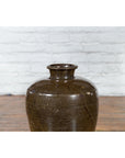 Large Antique Thai Monochrome Glazed Storage Jar with Tapering Lines-5. Asian & Chinese Furniture, Art, Antiques, Vintage Home Décor for sale at FEA Home