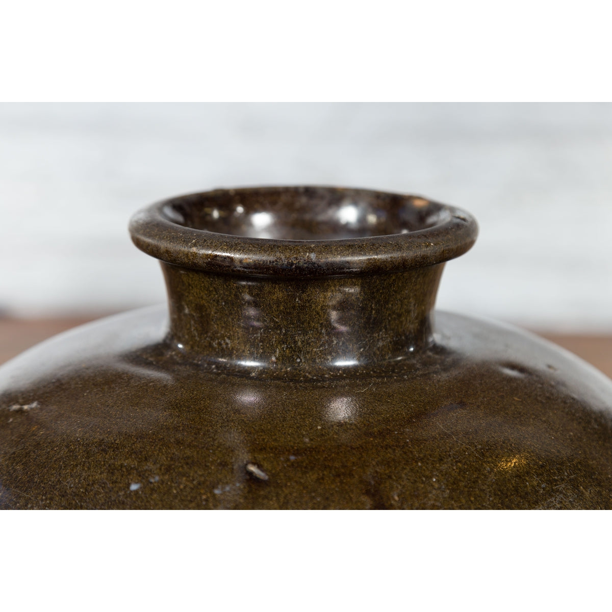 Large Antique Thai Monochrome Glazed Storage Jar with Tapering Lines-7. Asian & Chinese Furniture, Art, Antiques, Vintage Home Décor for sale at FEA Home