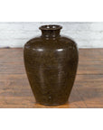 Large Antique Thai Monochrome Glazed Storage Jar with Tapering Lines-8. Asian & Chinese Furniture, Art, Antiques, Vintage Home Décor for sale at FEA Home
