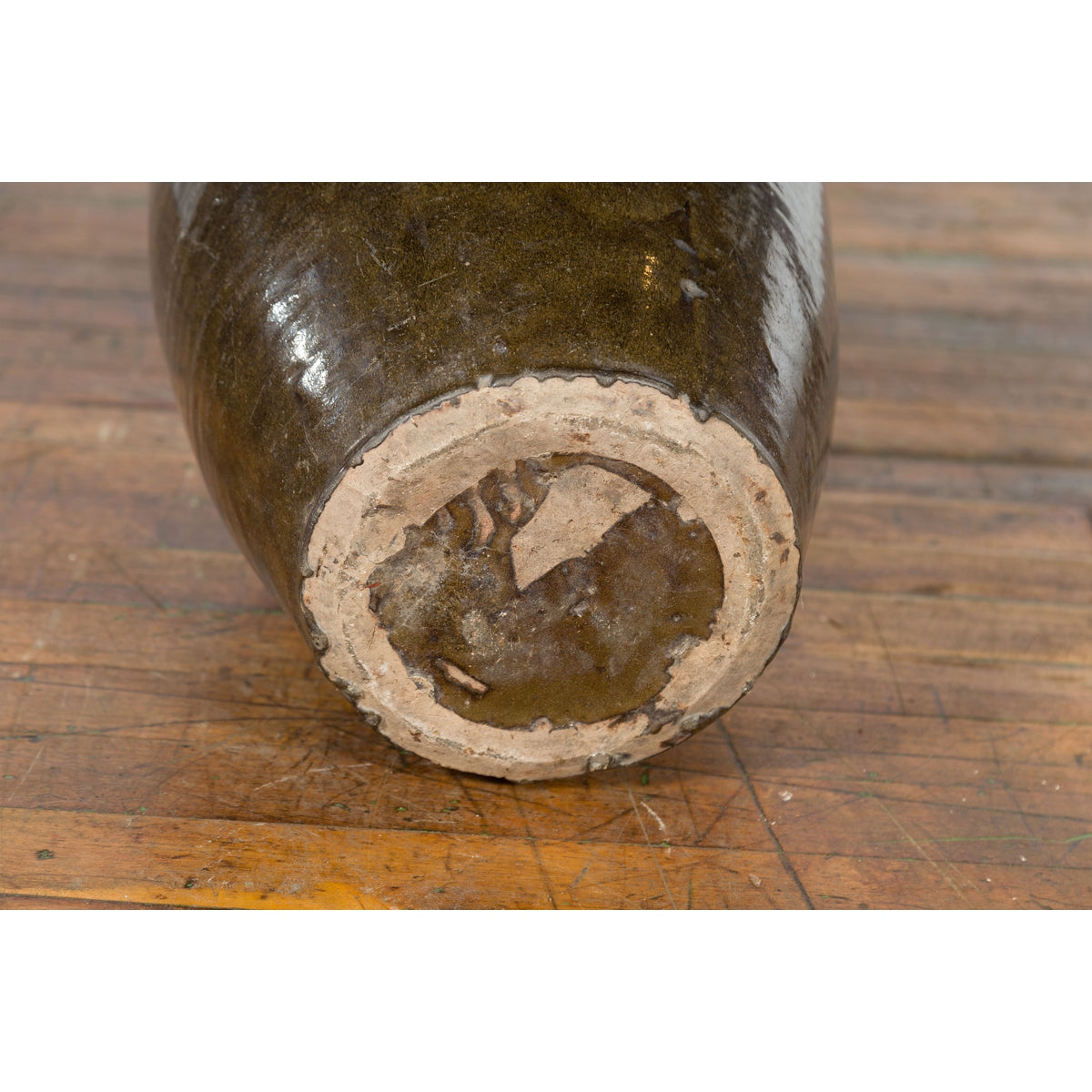 Large Antique Thai Monochrome Glazed Storage Jar with Tapering Lines-9. Asian & Chinese Furniture, Art, Antiques, Vintage Home Décor for sale at FEA Home