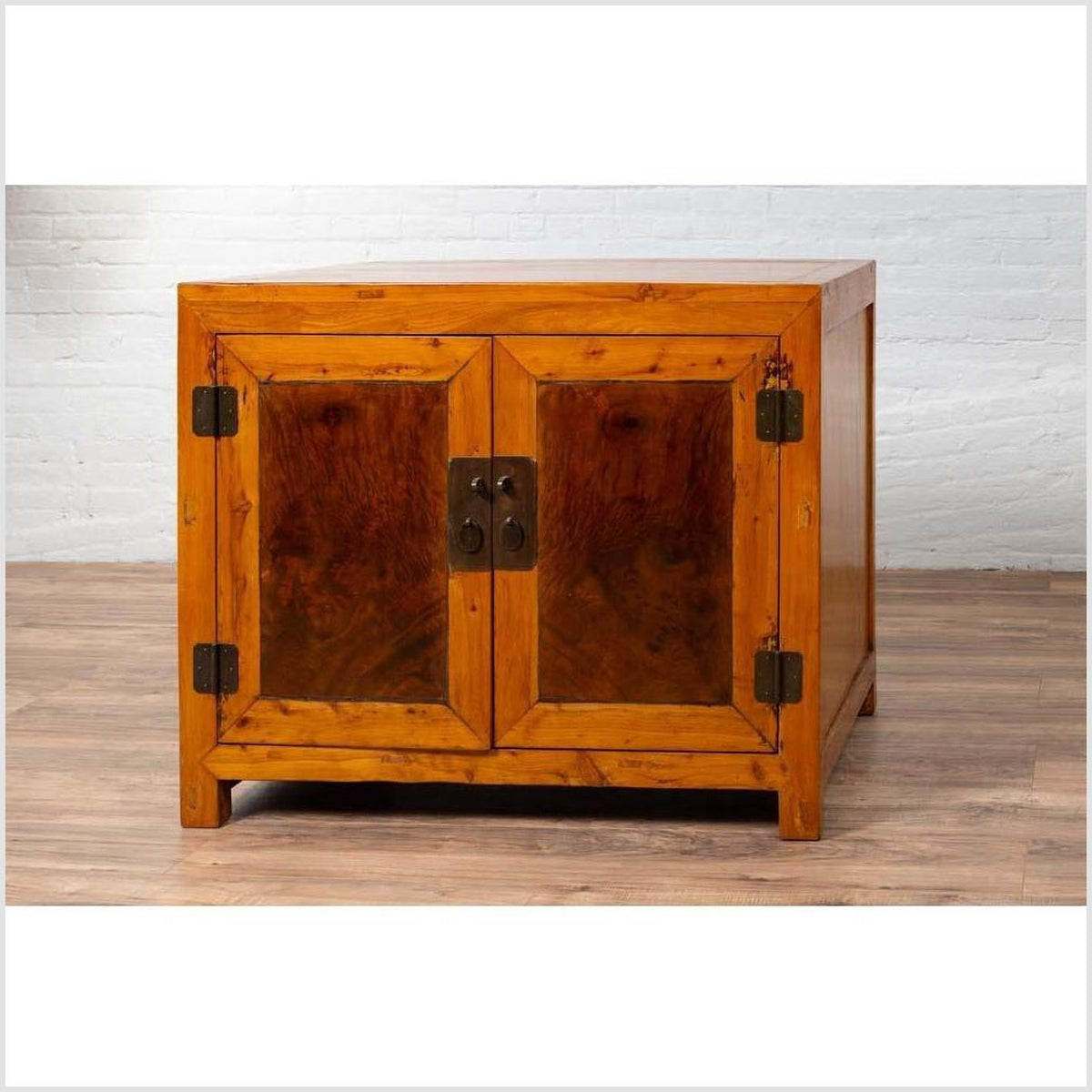 Large Chinese Antique Burl and Elm Wood Two-Toned Patina Cabinet with Doors-5. Asian & Chinese Furniture, Art, Antiques, Vintage Home Décor for sale at FEA Home