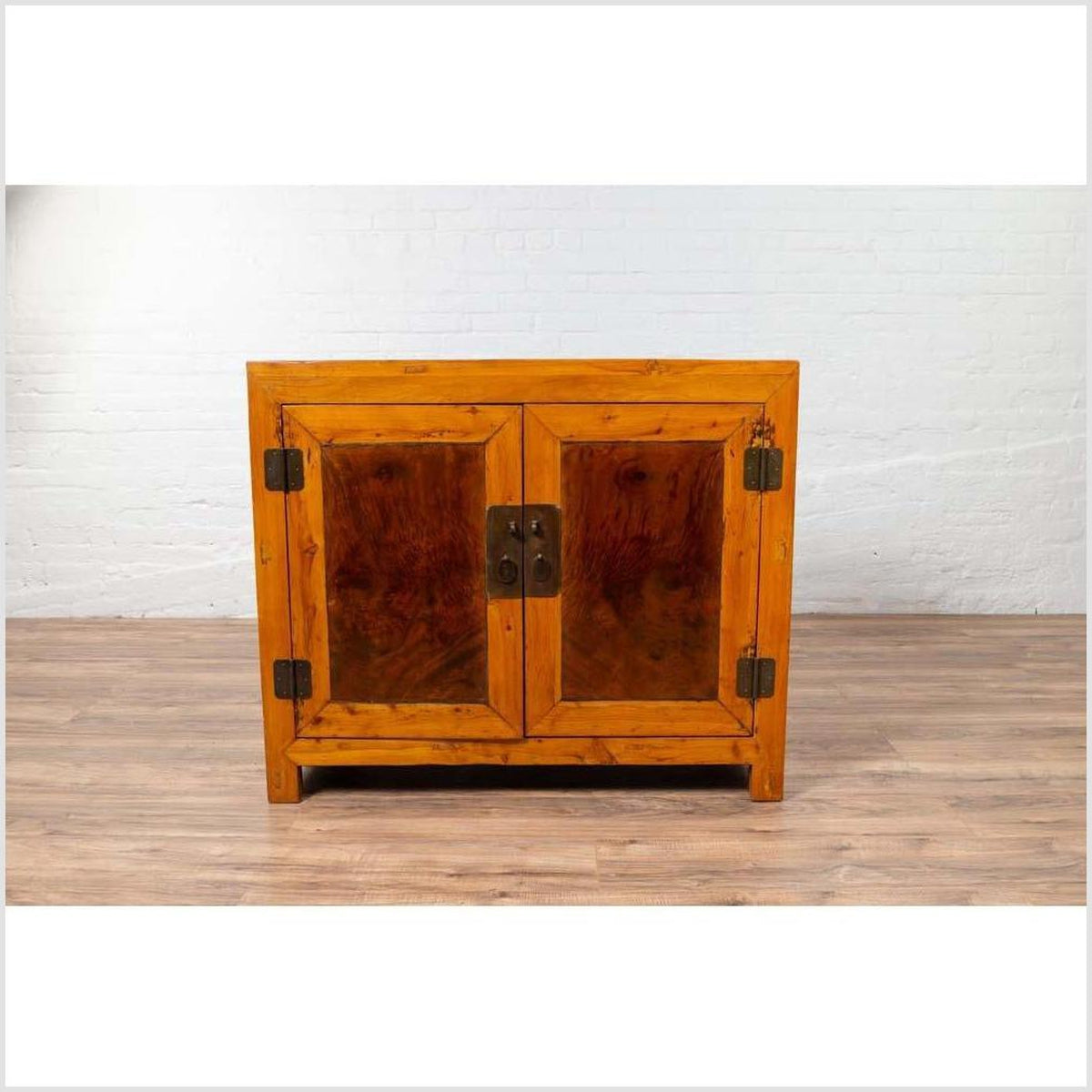 Large Chinese Antique Burl and Elm Wood Two-Toned Patina Cabinet with Doors-2. Asian & Chinese Furniture, Art, Antiques, Vintage Home Décor for sale at FEA Home