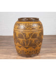 Large Chinese Antique Planter with Mustard Glaze & Bird Design-11. Asian & Chinese Furniture, Art, Antiques, Vintage Home Décor for sale at FEA Home