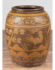 Large Chinese Antique Planter with Mustard Glaze & Bird Design-14. Asian & Chinese Furniture, Art, Antiques, Vintage Home Décor for sale at FEA Home