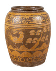 Large Chinese Antique Planter with Mustard Glaze & Bird Design-1. Asian & Chinese Furniture, Art, Antiques, Vintage Home Décor for sale at FEA Home