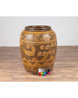 Large Chinese Antique Planter with Mustard Glaze & Bird Design-4. Asian & Chinese Furniture, Art, Antiques, Vintage Home Décor for sale at FEA Home