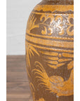 Large Chinese Antique Planter with Mustard Glaze & Bird Design-9. Asian & Chinese Furniture, Art, Antiques, Vintage Home Décor for sale at FEA Home