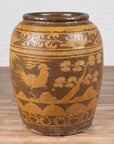 Large Chinese Antique Planter with Mustard Glaze & Bird Design-2. Asian & Chinese Furniture, Art, Antiques, Vintage Home Décor for sale at FEA Home