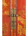 Large 19th Century Red Lacquer Armoire with Gilt Décor-13. Asian & Chinese Furniture, Art, Antiques, Vintage Home Décor for sale at FEA Home