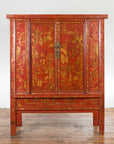 Large 19th Century Red Lacquer Armoire with Gilt Décor-15. Asian & Chinese Furniture, Art, Antiques, Vintage Home Décor for sale at FEA Home