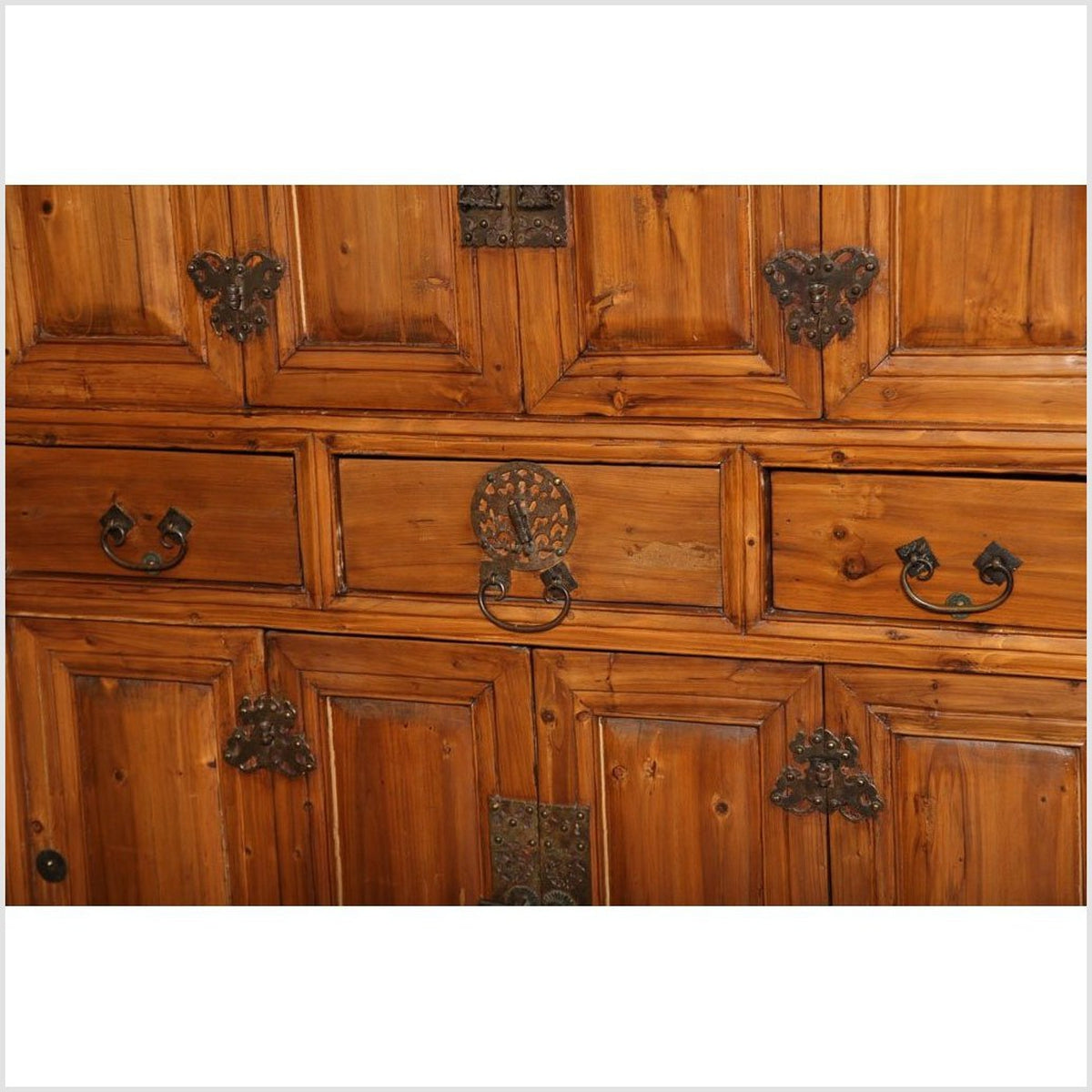 Large Late 19th Century Pine Cabinet With Original Butterfly Hardware From China-4. Asian & Chinese Furniture, Art, Antiques, Vintage Home Décor for sale at FEA Home