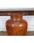 Large Vintage Asian Handcrafted Vase with White Inlaid Triangular Motifs-12. Asian & Chinese Furniture, Art, Antiques, Vintage Home Décor for sale at FEA Home