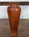 Large Vintage Asian Handcrafted Vase with White Inlaid Triangular Motifs-14. Asian & Chinese Furniture, Art, Antiques, Vintage Home Décor for sale at FEA Home