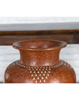 Large Vintage Asian Handcrafted Vase with White Inlaid Triangular Motifs-5. Asian & Chinese Furniture, Art, Antiques, Vintage Home Décor for sale at FEA Home