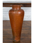 Large Vintage Asian Handcrafted Vase with White Inlaid Triangular Motifs-7. Asian & Chinese Furniture, Art, Antiques, Vintage Home Décor for sale at FEA Home
