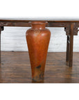 Large Vintage Asian Handcrafted Vase with White Inlaid Triangular Motifs-8. Asian & Chinese Furniture, Art, Antiques, Vintage Home Décor for sale at FEA Home
