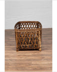 Large Vintage Thai Bamboo Fretwork Basket Raised on Short Feet, circa 1950-12. Asian & Chinese Furniture, Art, Antiques, Vintage Home Décor for sale at FEA Home