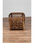 Large Vintage Thai Bamboo Fretwork Basket Raised on Short Feet, circa 1950-12. Asian & Chinese Furniture, Art, Antiques, Vintage Home Décor for sale at FEA Home