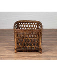 Large Vintage Thai Bamboo Fretwork Basket Raised on Short Feet, circa 1950-13. Asian & Chinese Furniture, Art, Antiques, Vintage Home Décor for sale at FEA Home