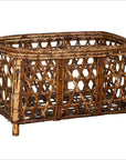 Large Vintage Thai Bamboo Fretwork Basket Raised on Short Feet, circa 1950-1. Asian & Chinese Furniture, Art, Antiques, Vintage Home Décor for sale at FEA Home