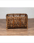Large Vintage Thai Bamboo Fretwork Basket Raised on Short Feet, circa 1950-5. Asian & Chinese Furniture, Art, Antiques, Vintage Home Décor for sale at FEA Home