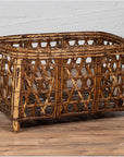 Large Vintage Thai Bamboo Fretwork Basket Raised on Short Feet, circa 1950-10. Asian & Chinese Furniture, Art, Antiques, Vintage Home Décor for sale at FEA Home