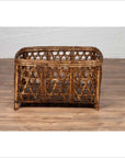 Large Vintage Thai Bamboo Fretwork Basket Raised on Short Feet, circa 1950-2. Asian & Chinese Furniture, Art, Antiques, Vintage Home Décor for sale at FEA Home