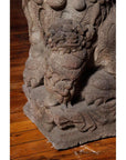 Close-up of gray stone lion's paw, Late Ming Dynasty, on textured base, China, 16th-17th century.