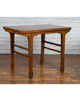 Late Qing Dynasty Chinese Elm Wine Table with Carved Legs and Side Stretchers-4. Asian & Chinese Furniture, Art, Antiques, Vintage Home Décor for sale at FEA Home