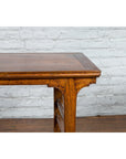 Late Qing Dynasty Chinese Elm Wine Table with Carved Legs and Side Stretchers-7. Asian & Chinese Furniture, Art, Antiques, Vintage Home Décor for sale at FEA Home