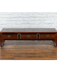 Late Qing Dynasty Chinese Low Kang Waterfall Table with Drawers and Brass Plates-10. Asian & Chinese Furniture, Art, Antiques, Vintage Home Décor for sale at FEA Home
