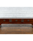 Late Qing Dynasty Chinese Low Kang Waterfall Table with Drawers and Brass Plates-13. Asian & Chinese Furniture, Art, Antiques, Vintage Home Décor for sale at FEA Home