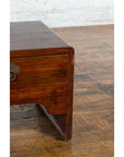 Late Qing Dynasty Chinese Low Kang Waterfall Table with Drawers and Brass Plates-5. Asian & Chinese Furniture, Art, Antiques, Vintage Home Décor for sale at FEA Home