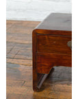 Late Qing Dynasty Chinese Low Kang Waterfall Table with Drawers and Brass Plates-6. Asian & Chinese Furniture, Art, Antiques, Vintage Home Décor for sale at FEA Home