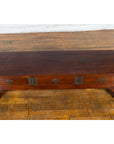 Late Qing Dynasty Chinese Low Kang Waterfall Table with Drawers and Brass Plates-7. Asian & Chinese Furniture, Art, Antiques, Vintage Home Décor for sale at FEA Home
