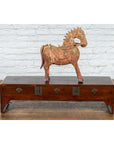 Late Qing Dynasty Chinese Low Kang Waterfall Table with Drawers and Brass Plates-9. Asian & Chinese Furniture, Art, Antiques, Vintage Home Décor for sale at FEA Home