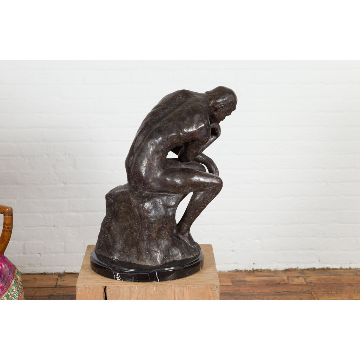 Lost Wax Cast Bronze Sculpture on Base Inspired by Auguste Rodin's The thinker-14. Asian & Chinese Furniture, Art, Antiques, Vintage Home Décor for sale at FEA Home