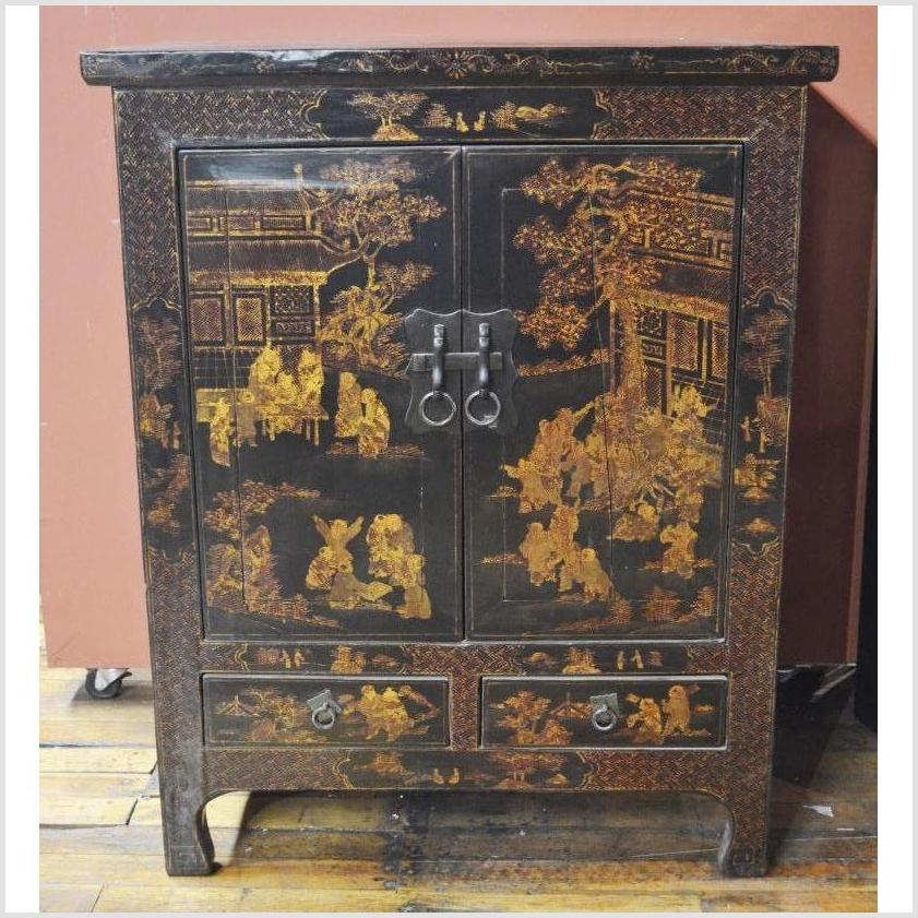 Medium Cabinet with Chinoiserie-4. Asian & Chinese Furniture, Art, Antiques, Vintage Home Décor for sale at FEA Home