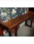 Mid 19th Century Chinese Carved Elmwood Console Table with Original Finish-6. Asian & Chinese Furniture, Art, Antiques, Vintage Home Décor for sale at FEA Home