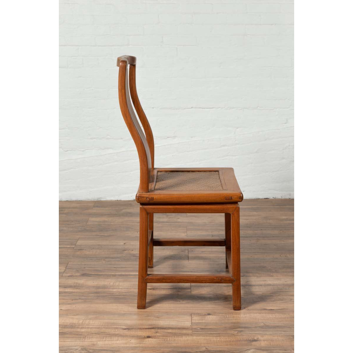 Ming Dynasty Style Natural Wood Wedding Side Chair with Woven Rattan Seat-11. Asian & Chinese Furniture, Art, Antiques, Vintage Home Décor for sale at FEA Home