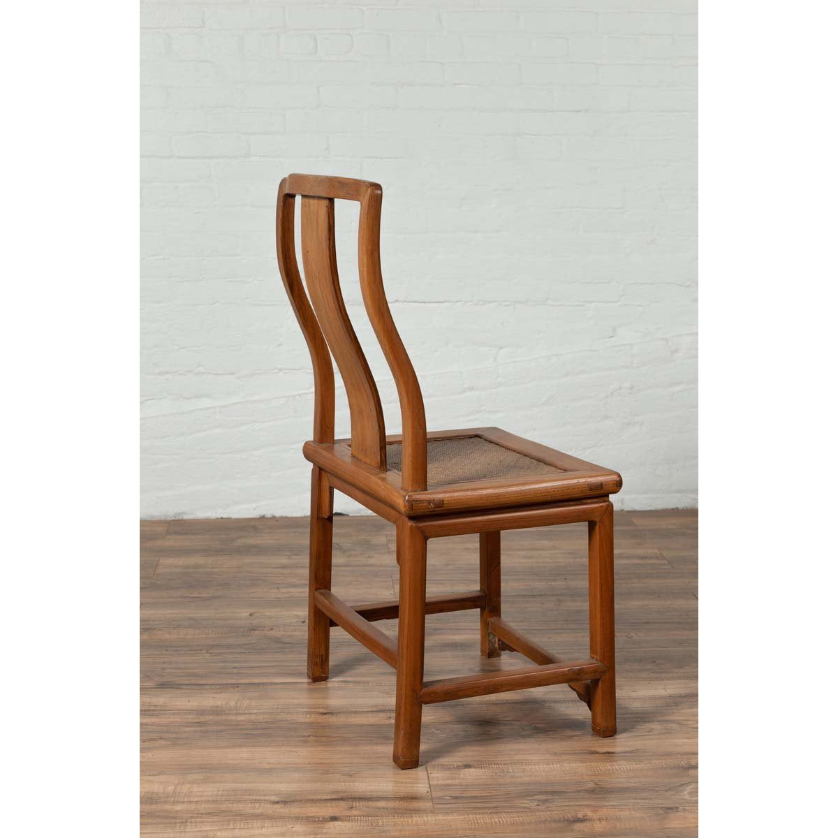 Ming Dynasty Style Natural Wood Wedding Side Chair with Woven Rattan Seat-12. Asian & Chinese Furniture, Art, Antiques, Vintage Home Décor for sale at FEA Home